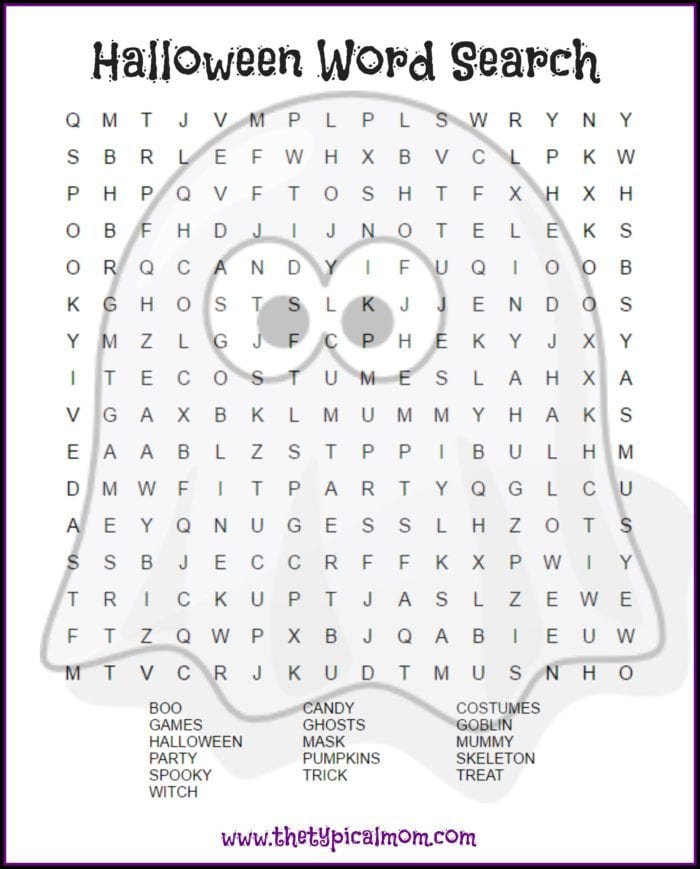 Free halloween word search printables for all ages