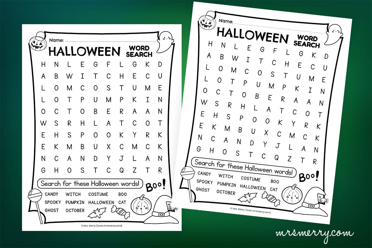 Free halloween word search printable mrs merry