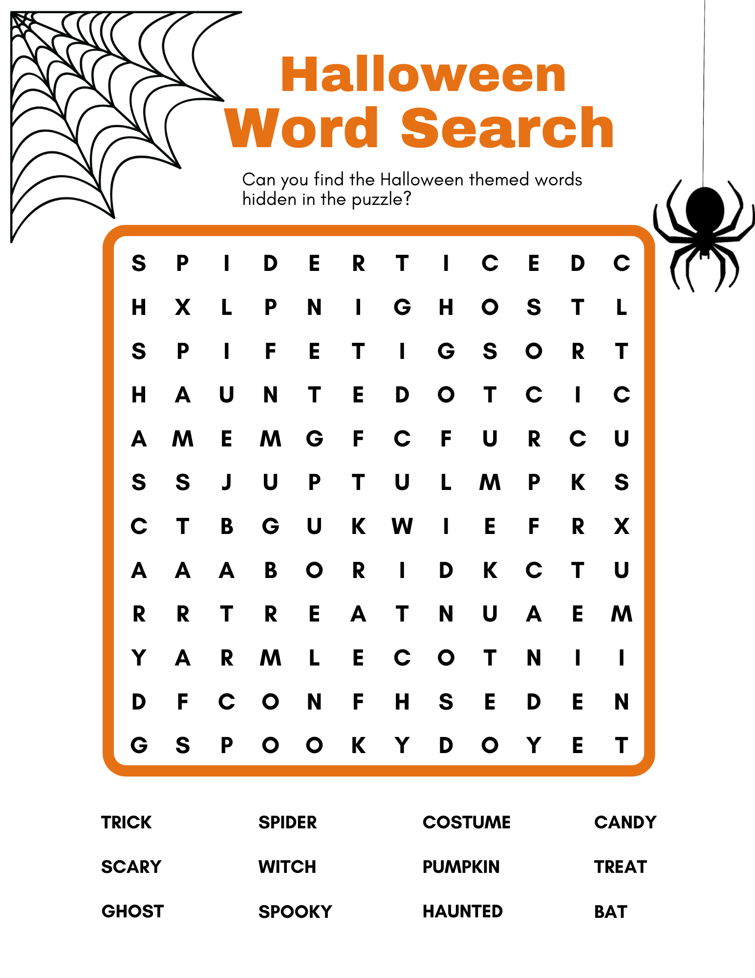 Halloween word search printable for free st grade kids â