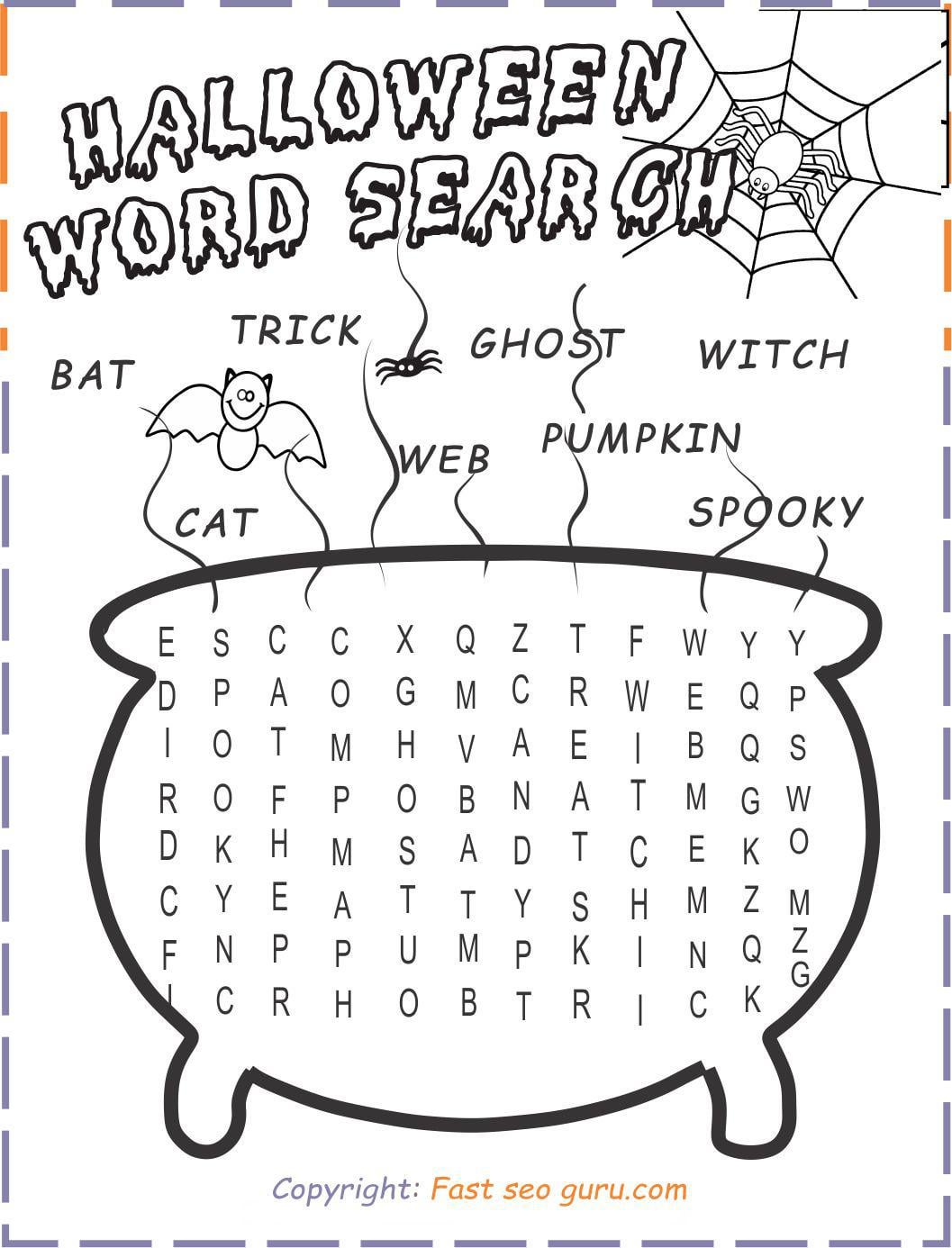 Print out halloween wordsearch for kid