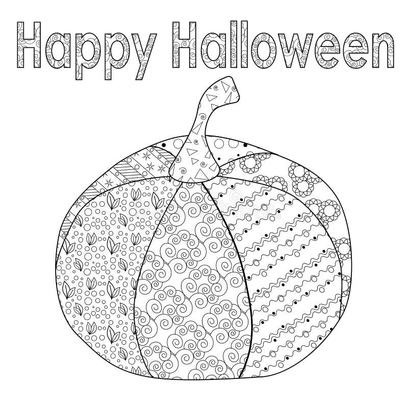 Zentangle festive halloween pumpkin for adult antistress coloring book on a white background zen art vector illustration stock illustration