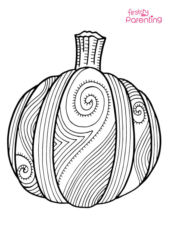 Pumpkin zentangle coloring page for kids