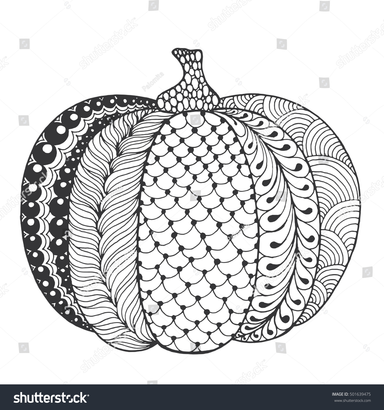 Zentangle stylized pumpkin black white hand stock vector royalty free