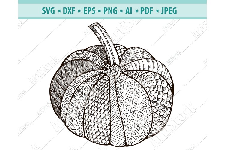 Zentangle pumpkin svg autumn harvest svg dxf png eps