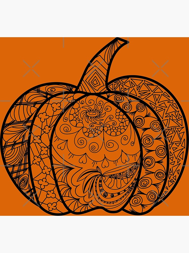 Line drawing of halloween zentangle pumpkins fall thanksgiving greeting card for sale by cutieblue