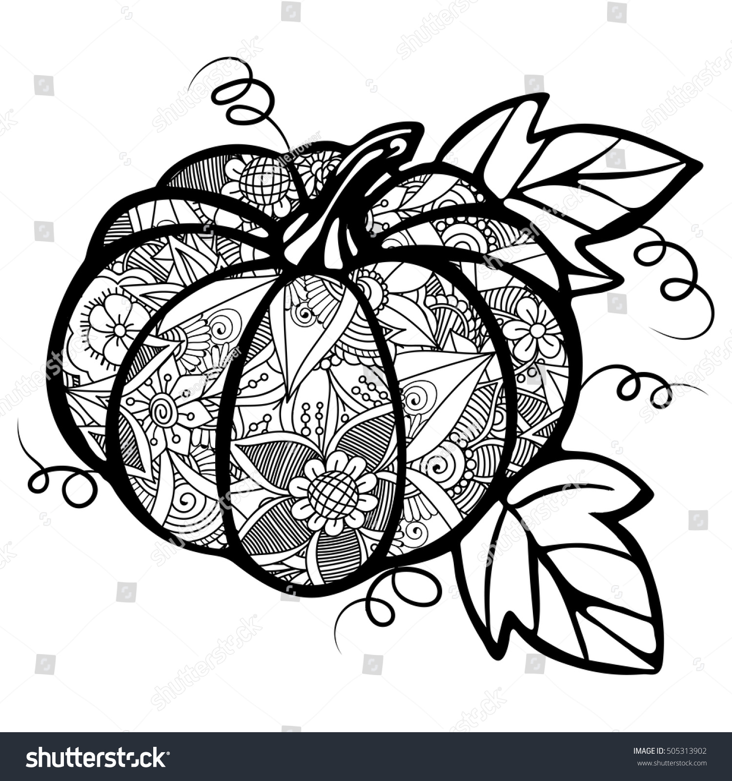 Zentangle abstract pumpkin zentangle flowers zentangle stock vector royalty free