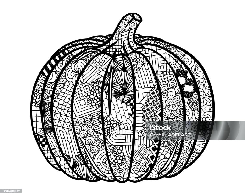 Pumpkin zentangle thanksgiving day symbol sketch vector autumn holidays halloween pumpkin doodle illustration for fall printed products celebration cards or invitations stock illustration