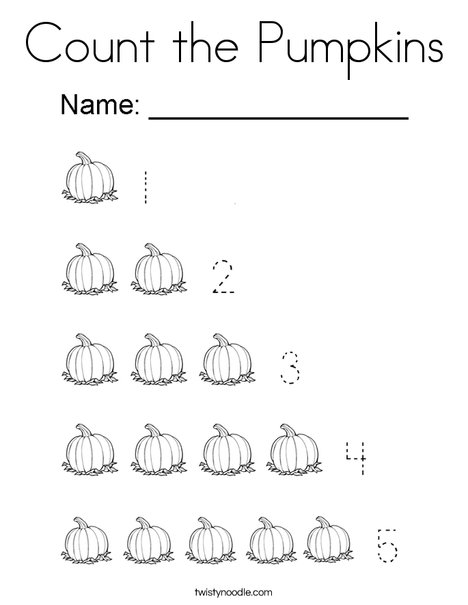 Count the pumpkins coloring page