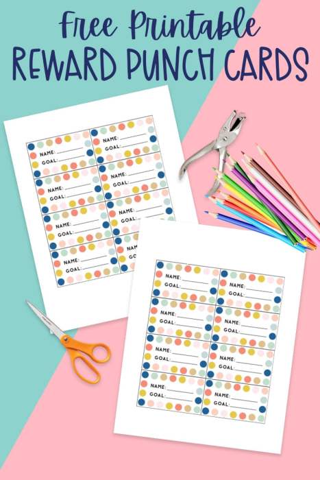 Printable reward punch card