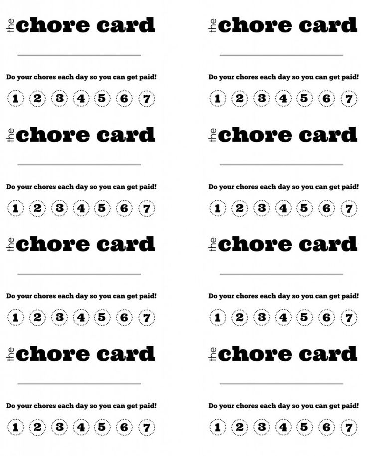 Diy printable kids chore punch card