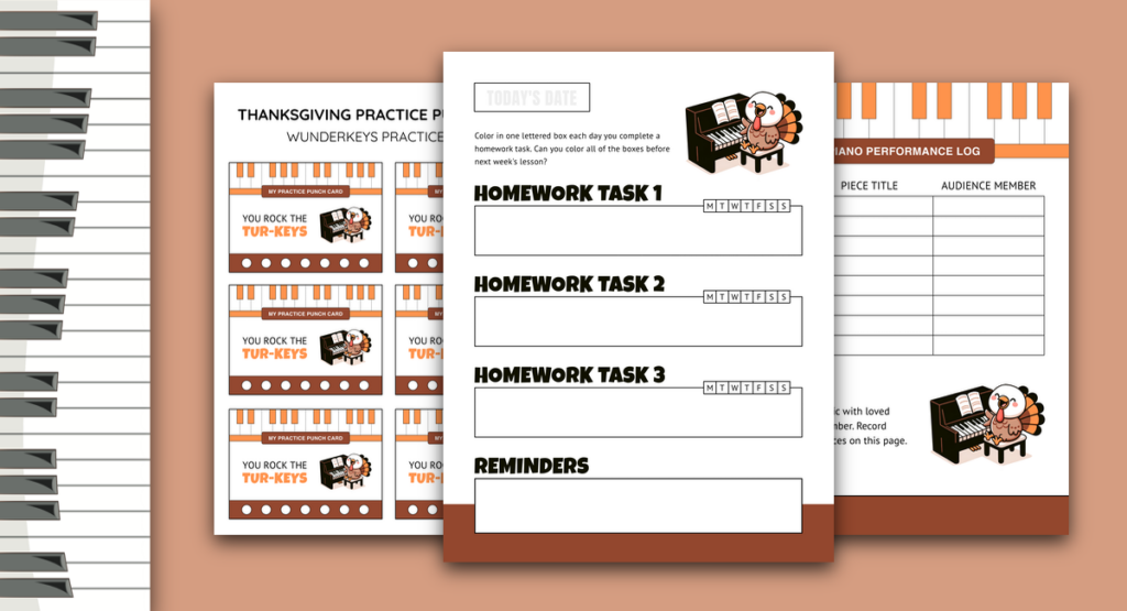 Finally we have thanksgiving piano practice printables for you