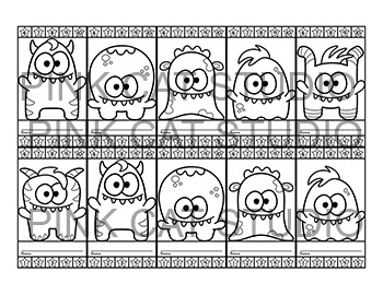 Monster theme punch cards