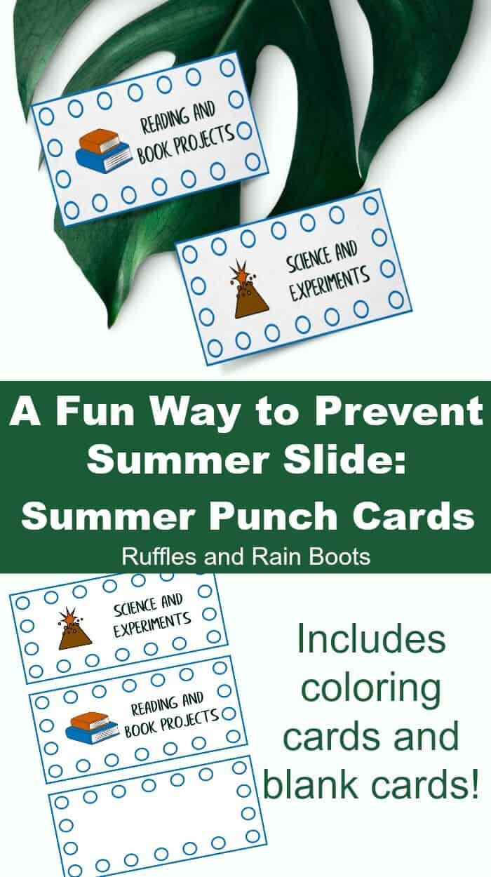 Printable summer punch cards for kids to avoid summer slide