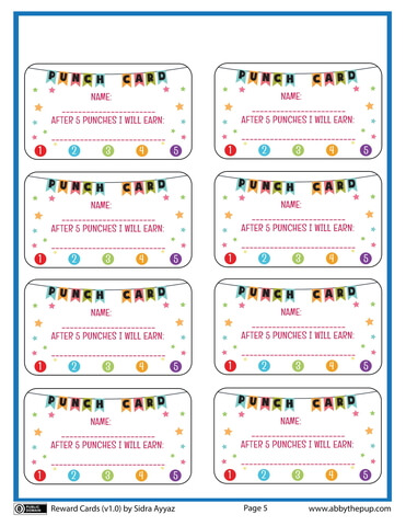 Punch reward cards free printable papercraft templates