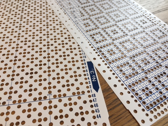 Knitting machine punch card trials