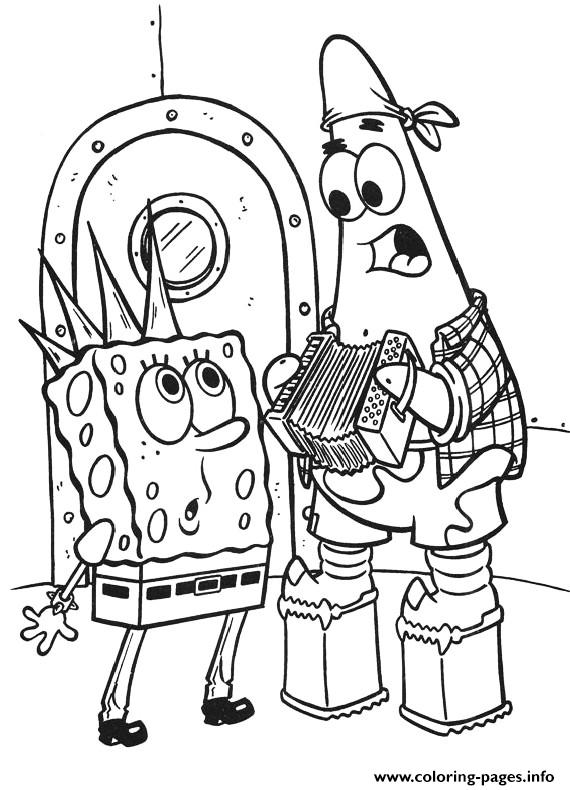 Punk spongebob coloring page freebb coloring page printable