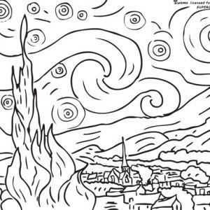 Free printable coloring pages desenhos van gogh noite estrelada van gogh arte famosa