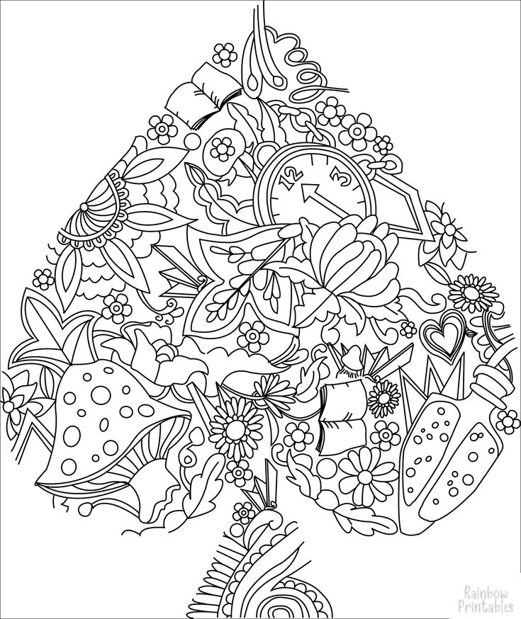 Simple mandala suit card coloring pages for kids adults boredom art activities line art coloring pages coloring pages for kids mandala coloring pages