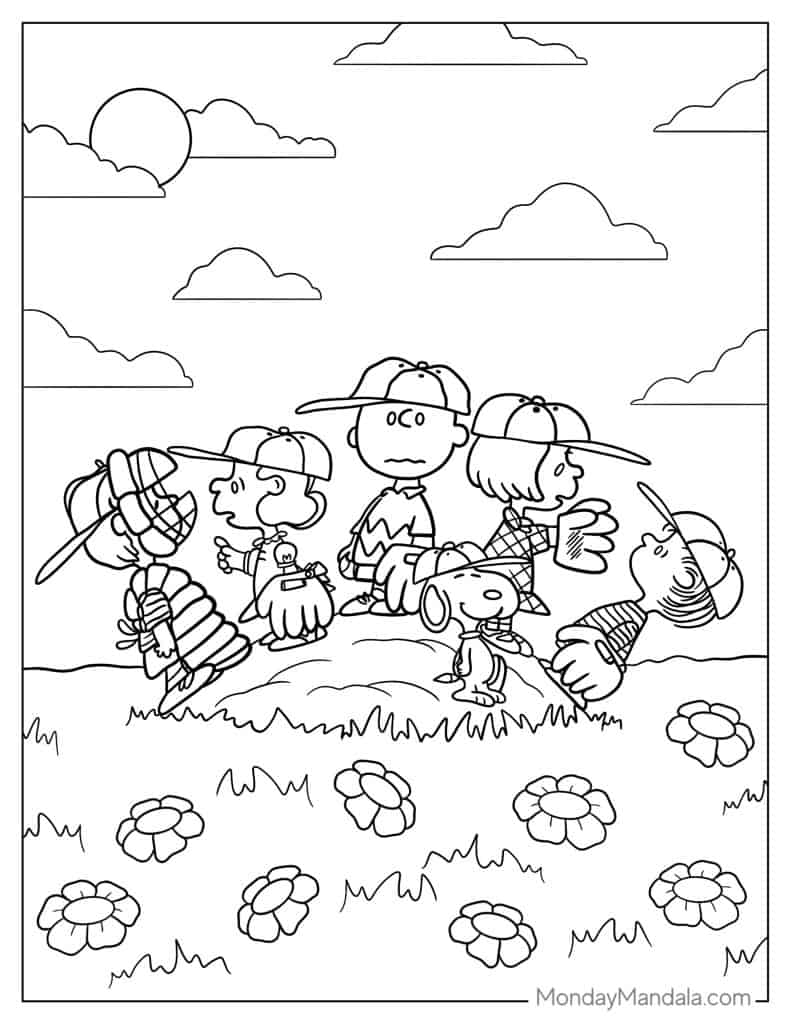 Peanuts snoopy coloring pages free pdf printables