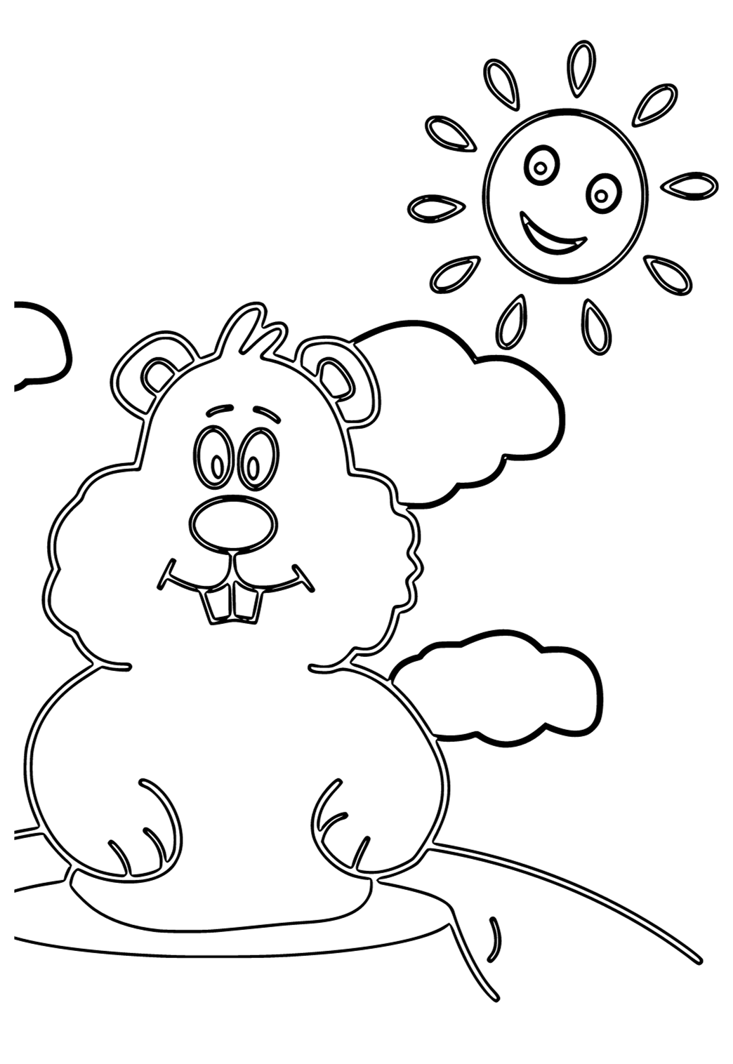 Free printable groundhog day sun coloring page for adults and kids