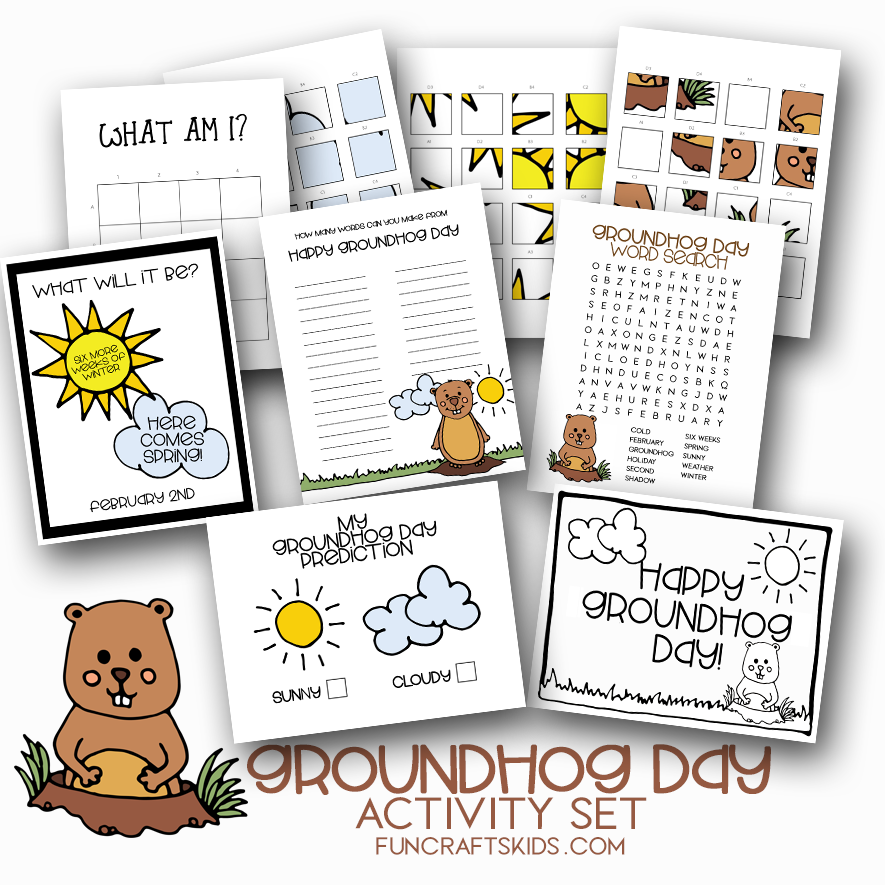 Printable groundhog day activity set