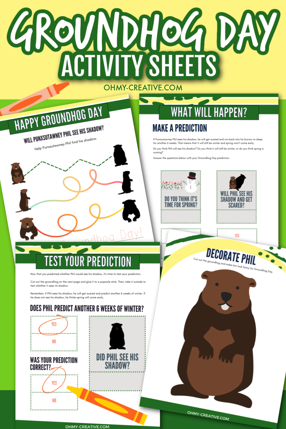 Groundhog day activity sheets