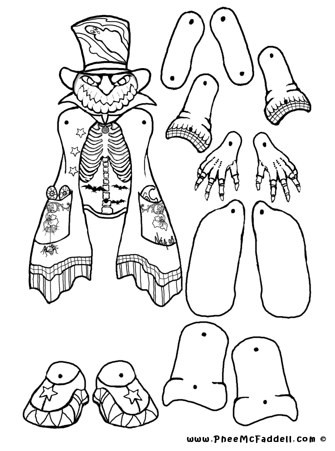 Pumpkin head puppet coloring page