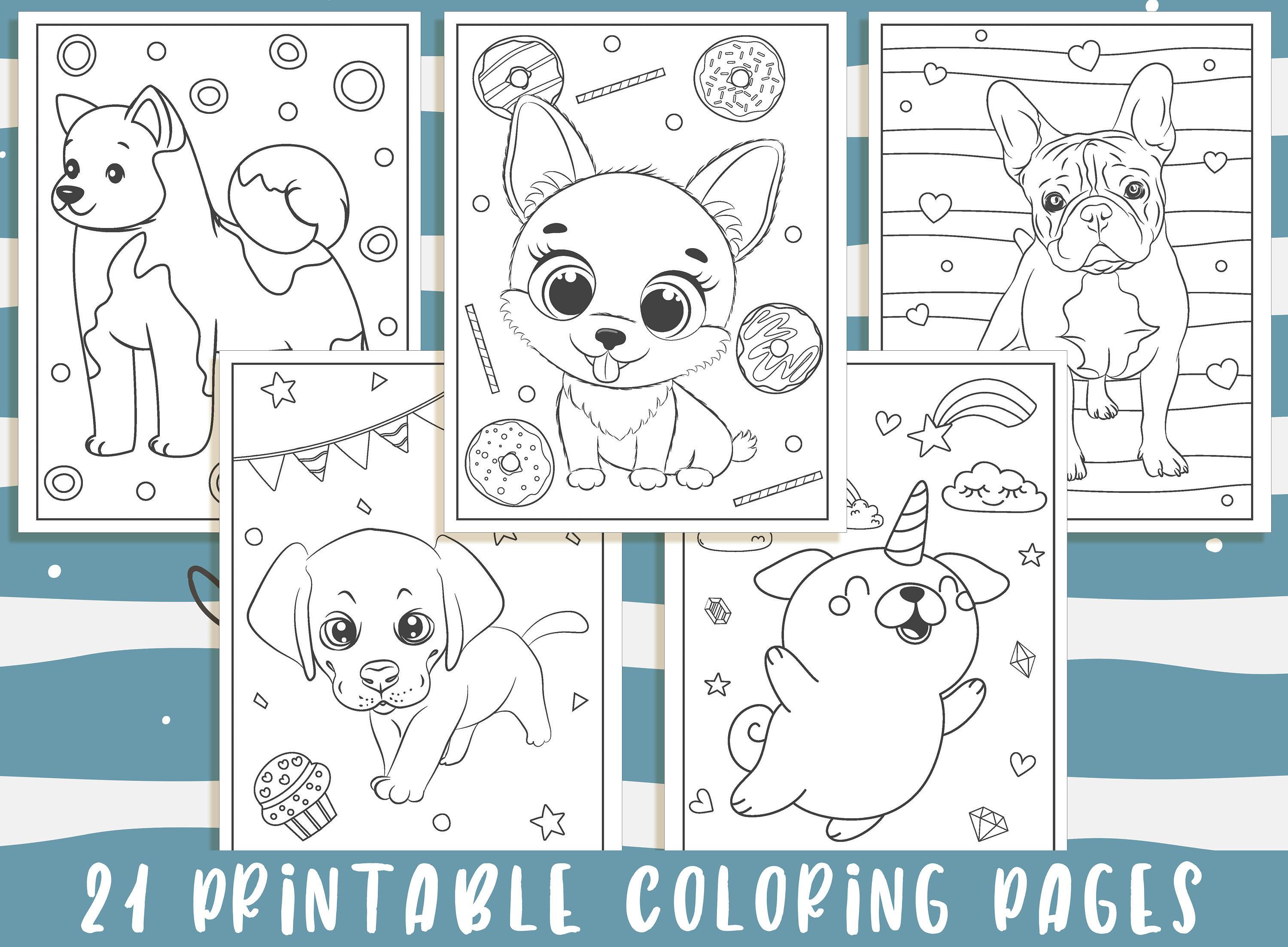 Puppy coloring pages printable puppy coloring pages for kids boys girls teens puppy birthday party activity instant download