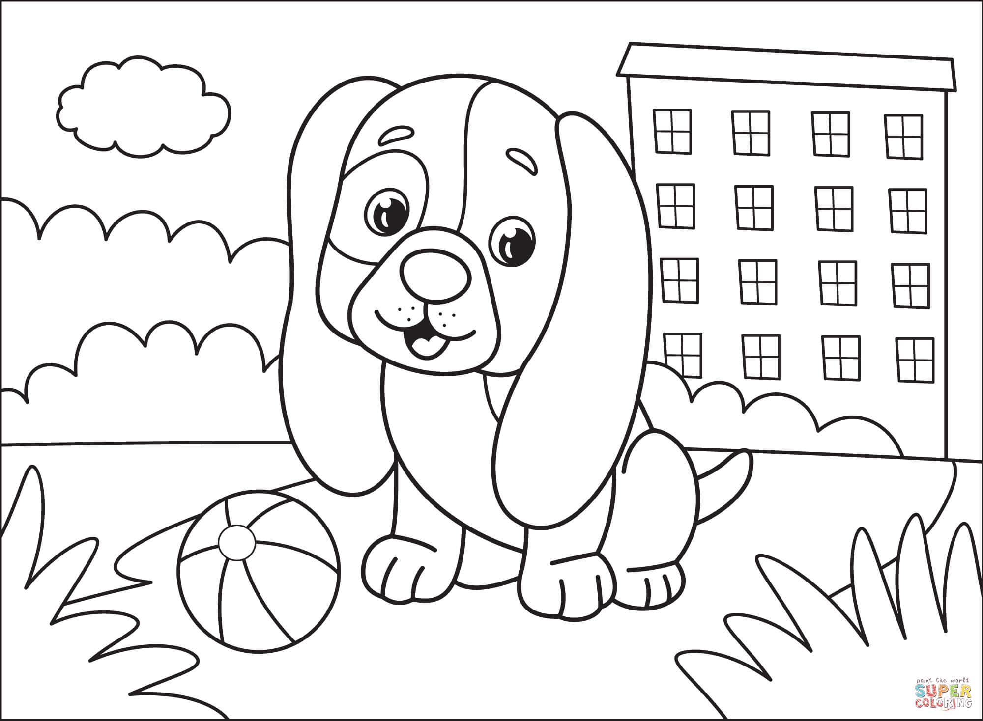 Puppy coloring page free printable coloring pages