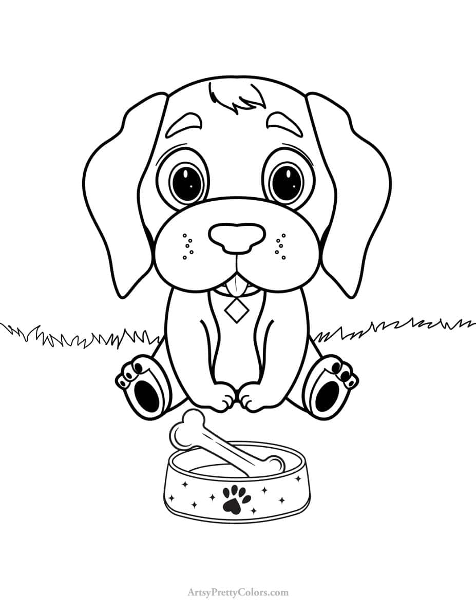 Cute puppy coloring pages for free