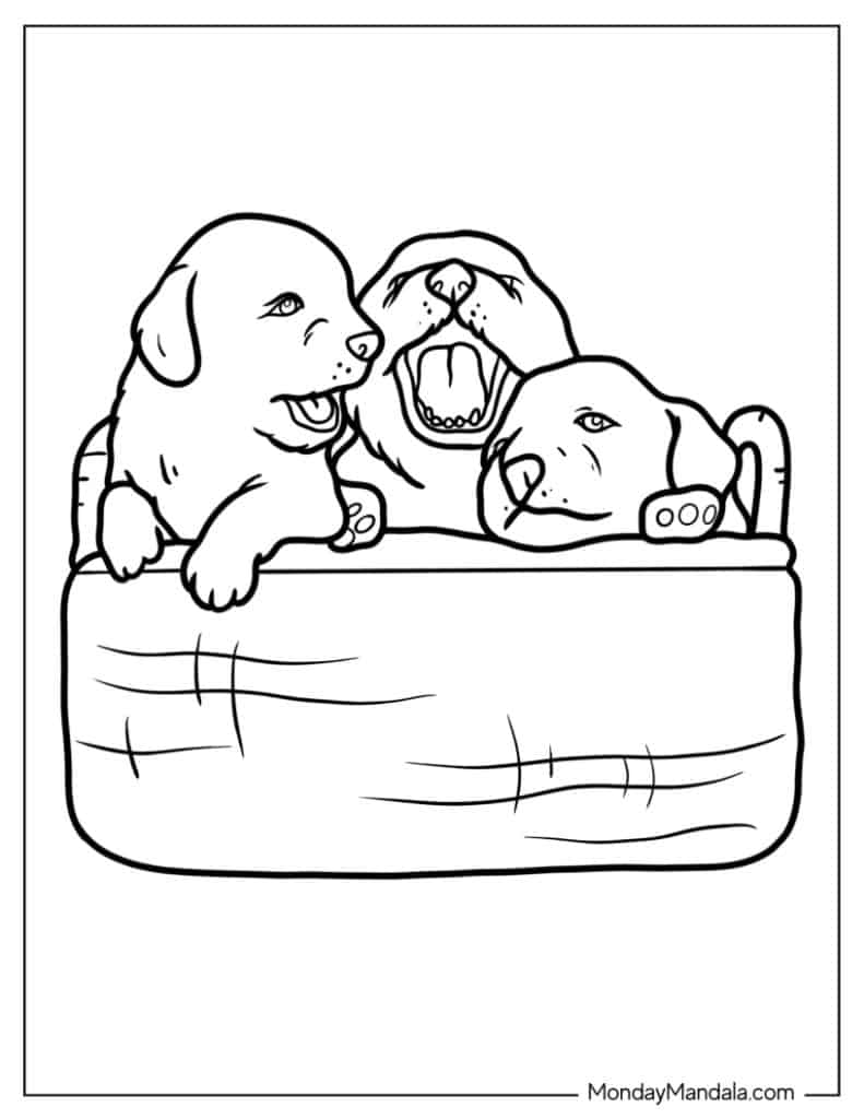 Puppy coloring pages free pdf printables