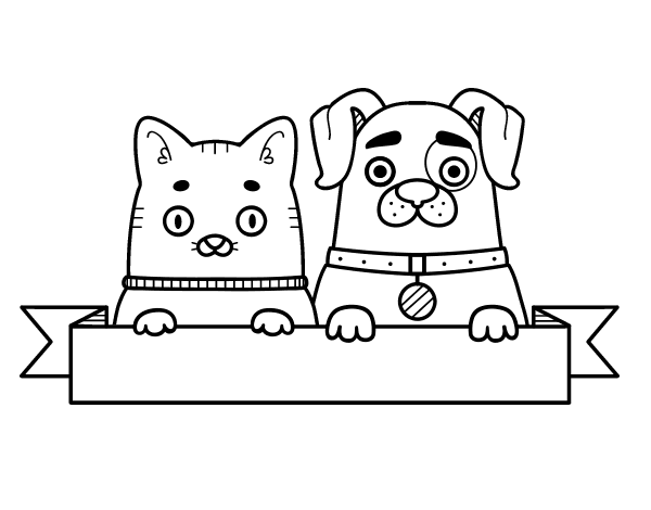 Puppy and kitten coloring page