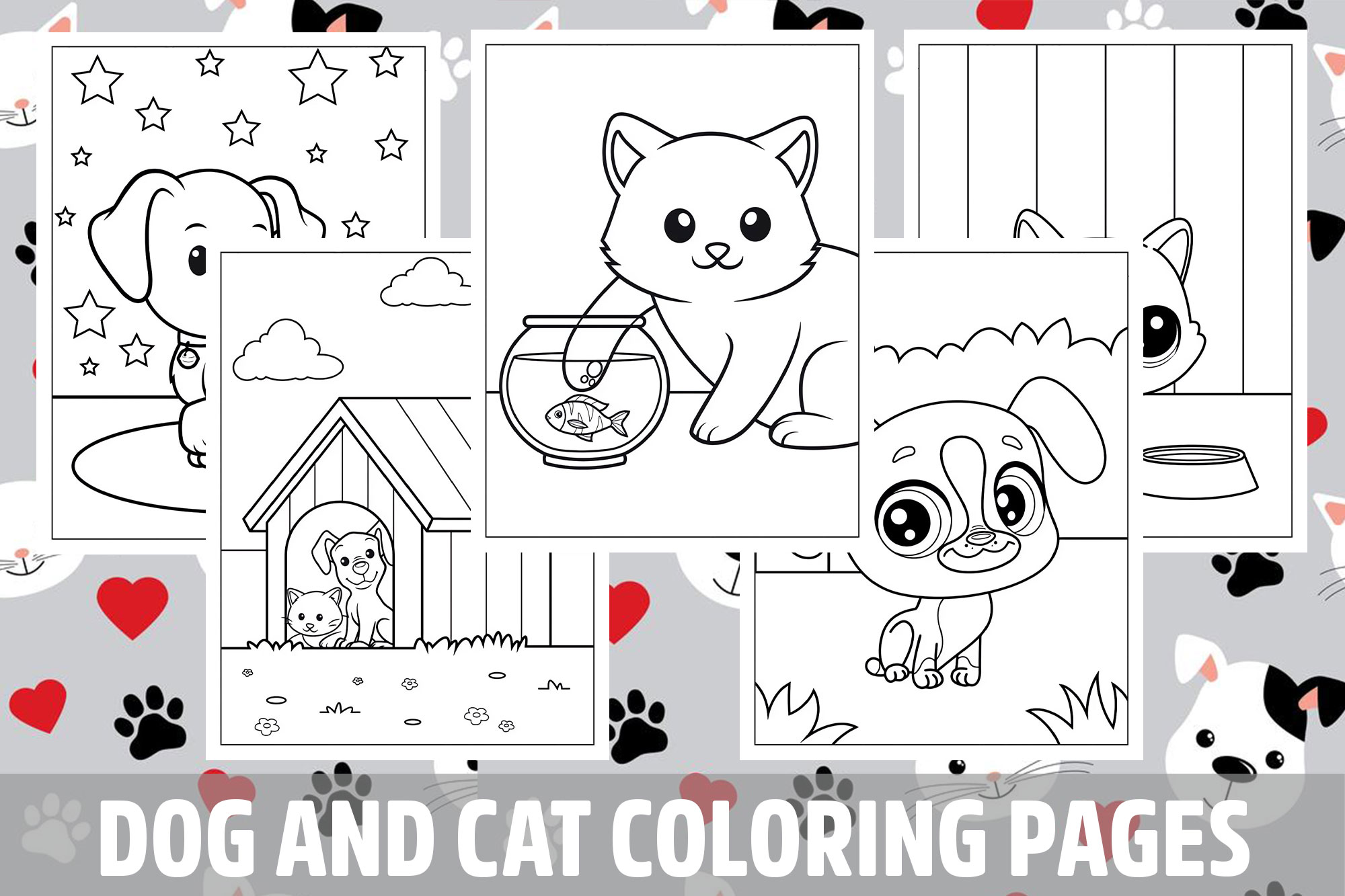 Dog and cat coloring pages for kids girls boys teens birthday school activity made by teachers