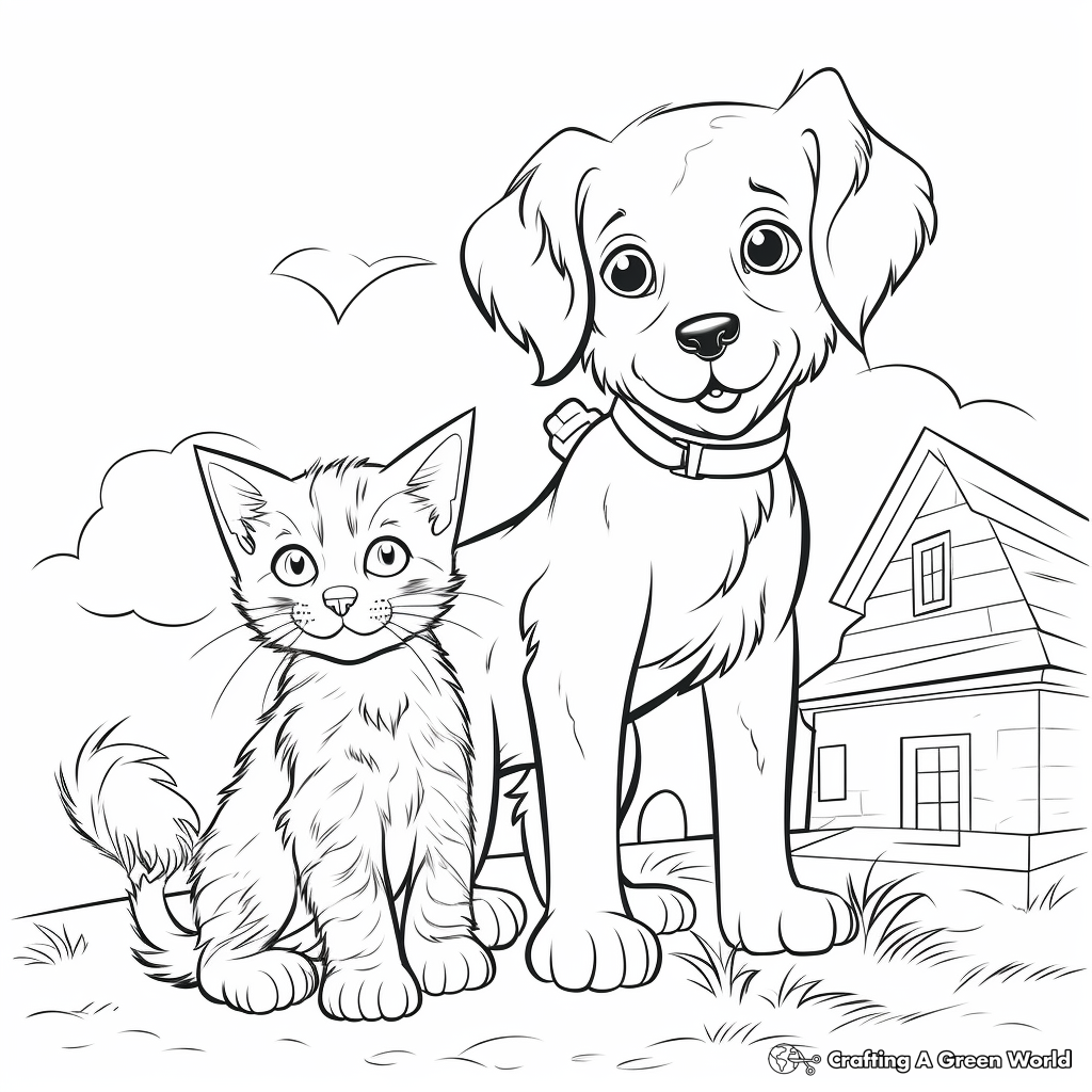 Puppy and kitten coloring pages