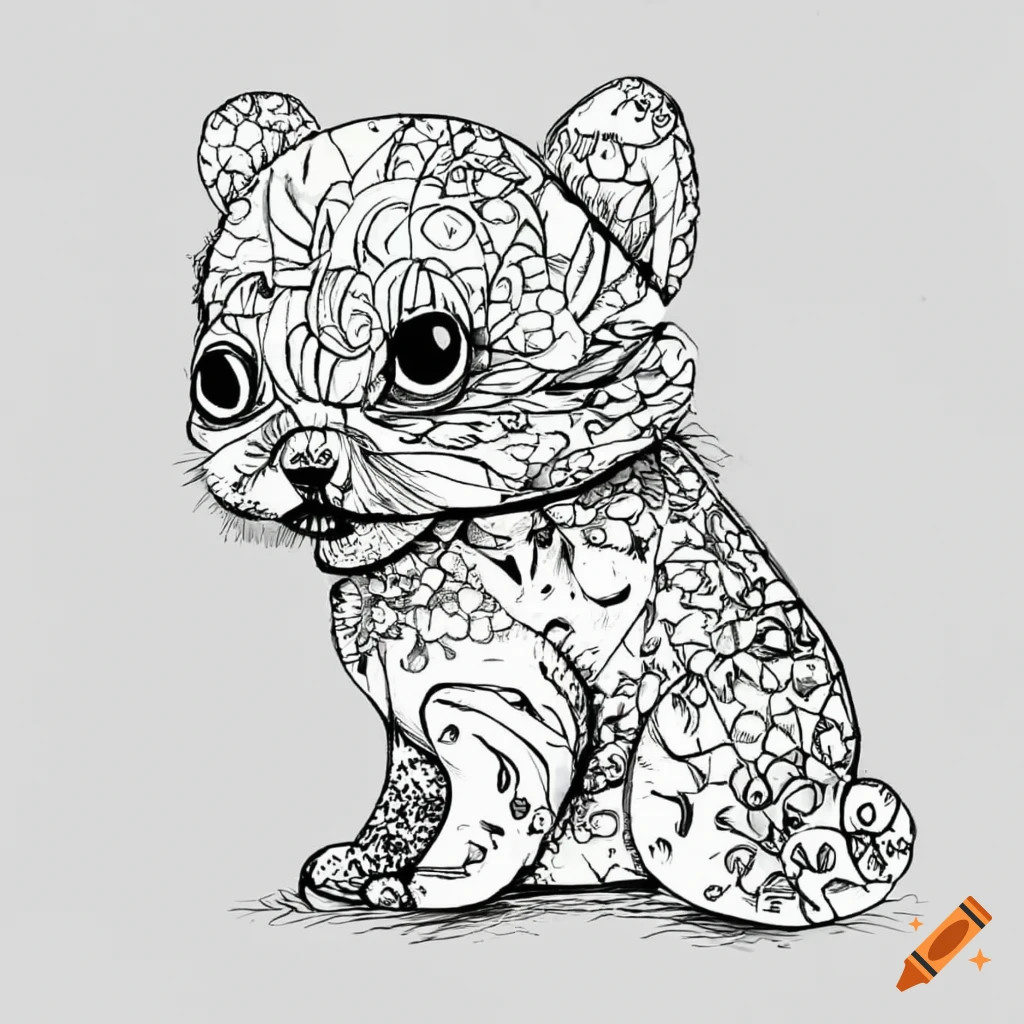 A cute black and white pattern for pet coloring enthusiasts on