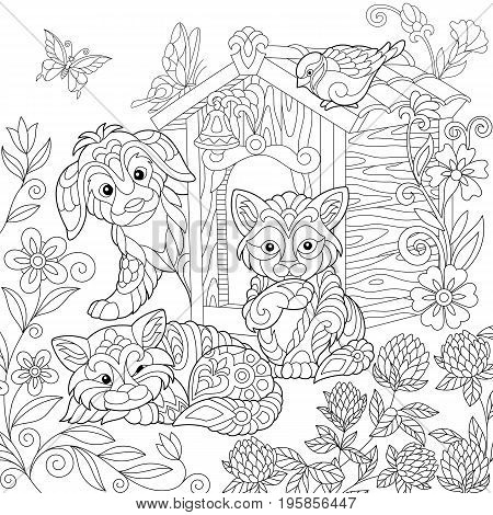 Coloring page puppy vector photo free trial bigstock