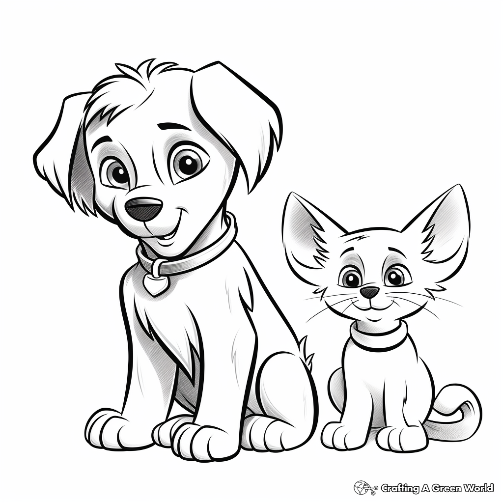 Puppy and kitten coloring pages