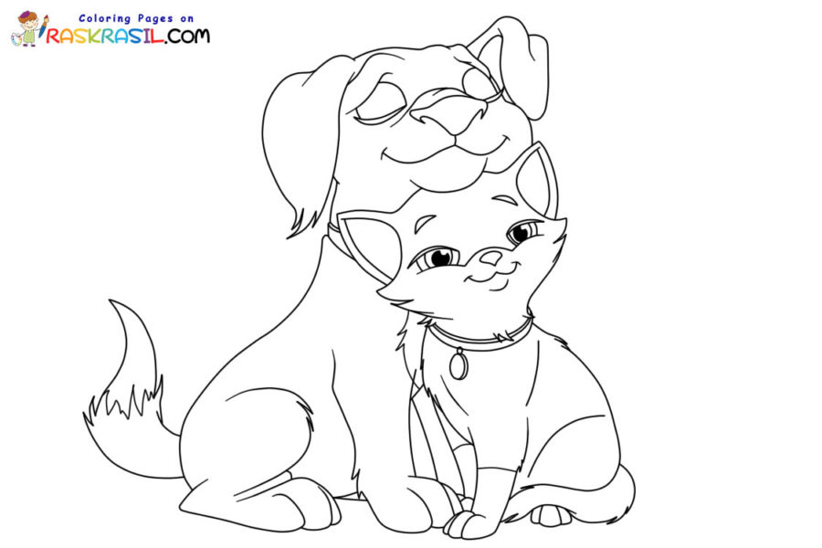 Dog and cat coloring pages