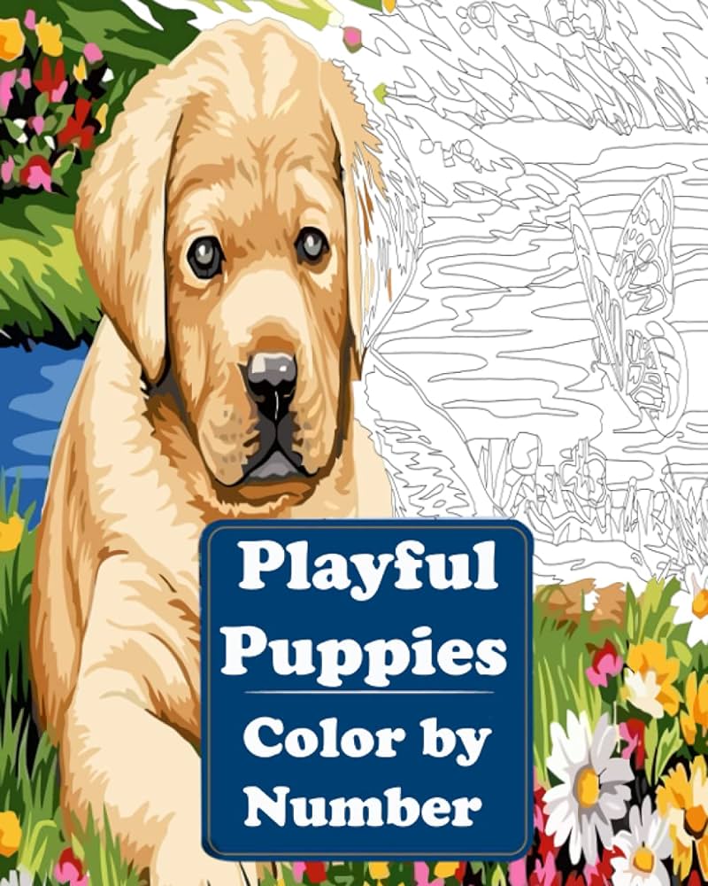 Playful puppies color by number an adult coloring book with fun easy and relaxing coloring pages color by number coloring books for adults books coloring books