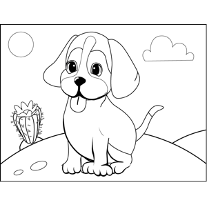 Cute panting puppy coloring page