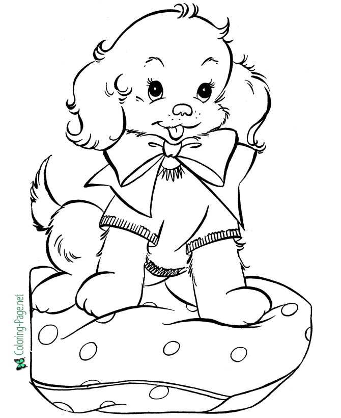 Christmas puppy christmas coloring page