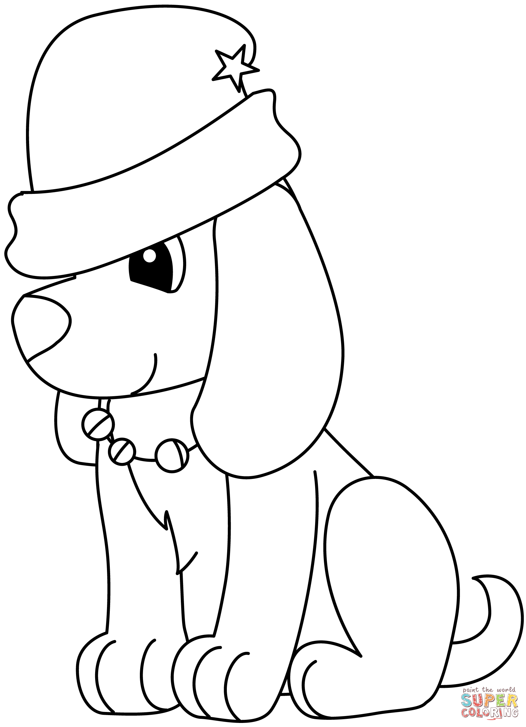 Christmas puppy coloring page free printable coloring pages