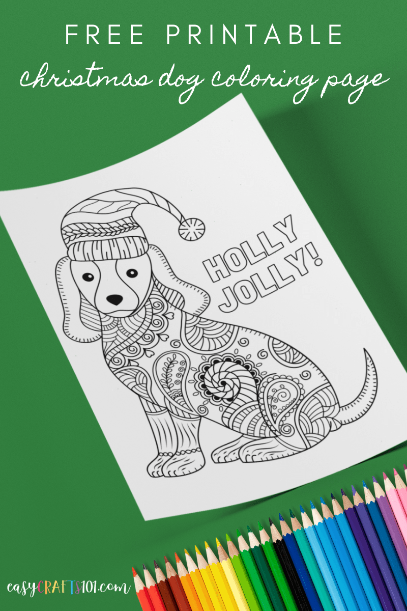 Printable christmas dog coloring page