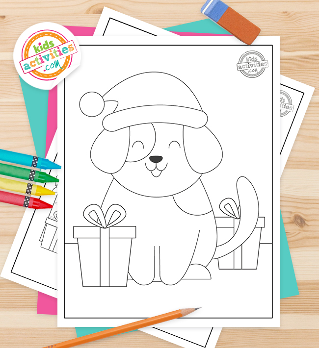 Free printable puppy christmas coloring pages kids activities blog