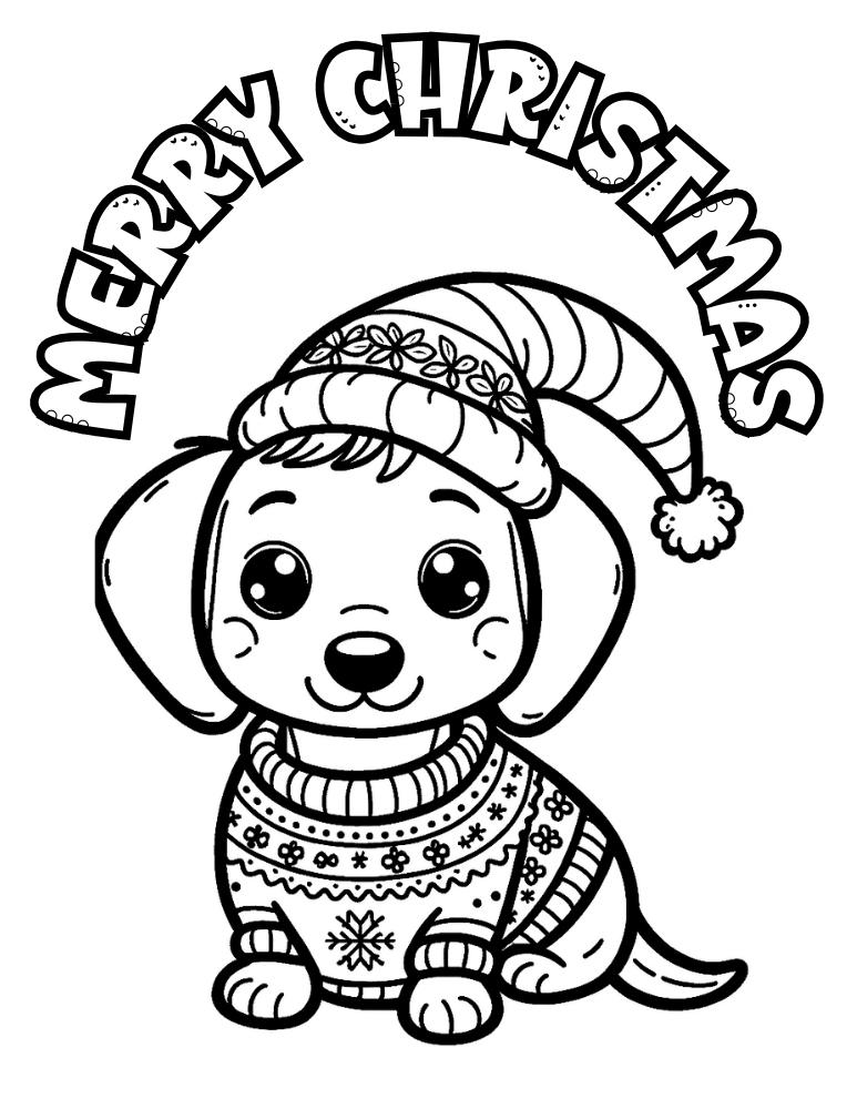 Free christmas dog coloring pages for kids