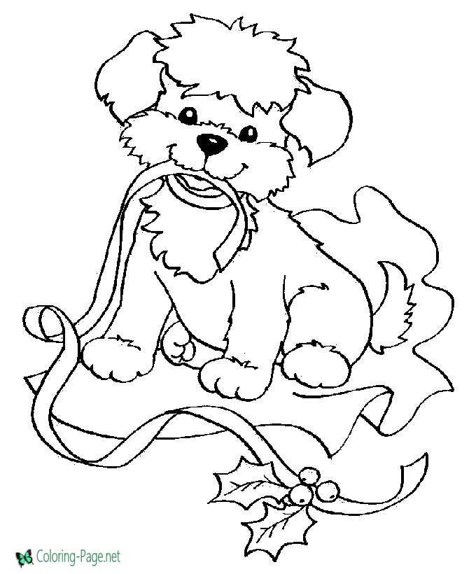 Puppy for christmas coloring pages