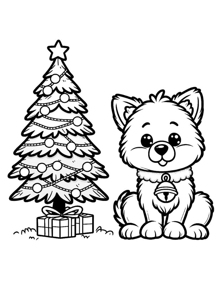 Free christmas dog coloring pages for kids