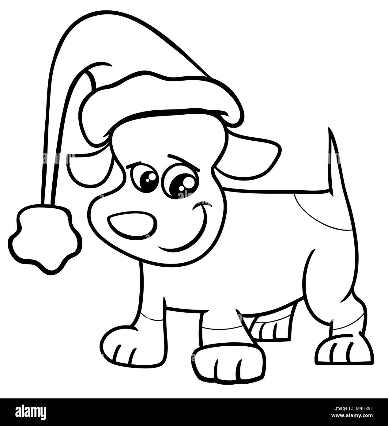 Puppy on christmas coloring page stock photo