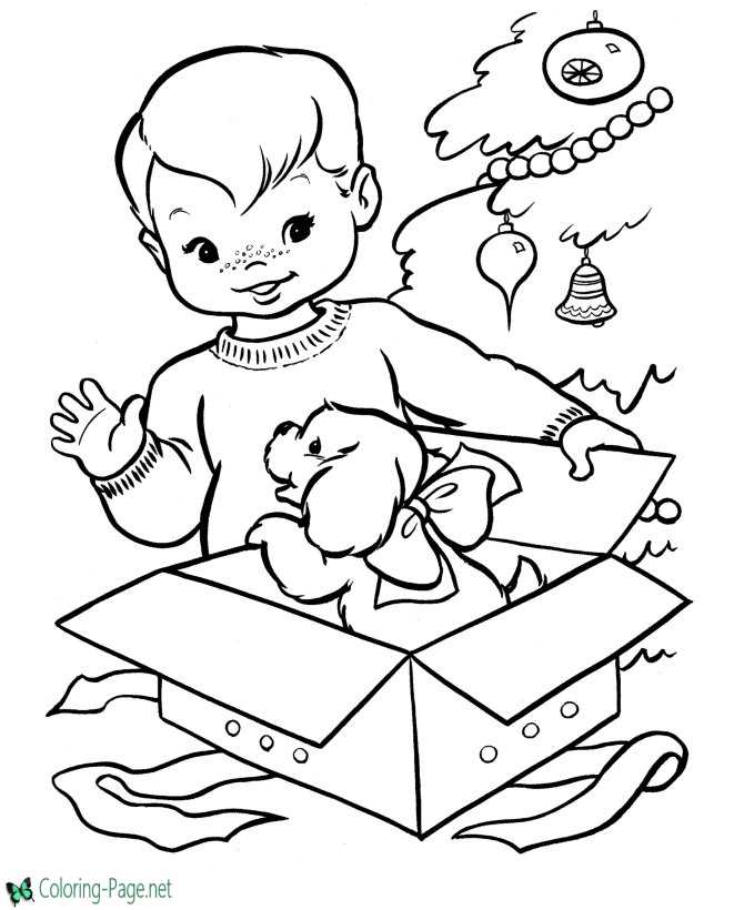 New puppy dog christmas coloring page