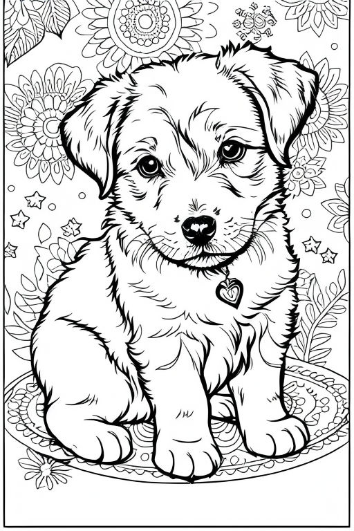 Create a coloring page of puppy